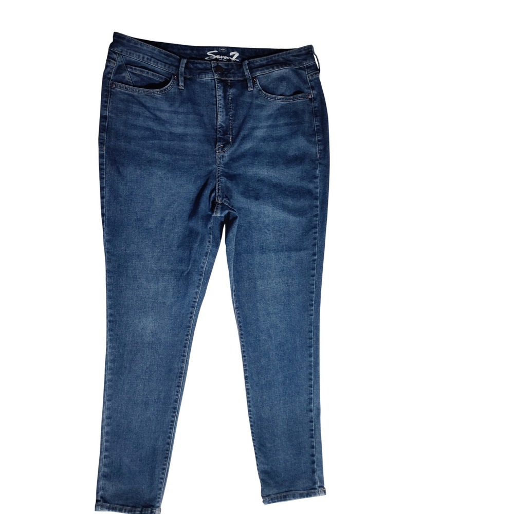 Seven7 Skinny Jeans Medium Wash‎ Distressed Denim Size 14